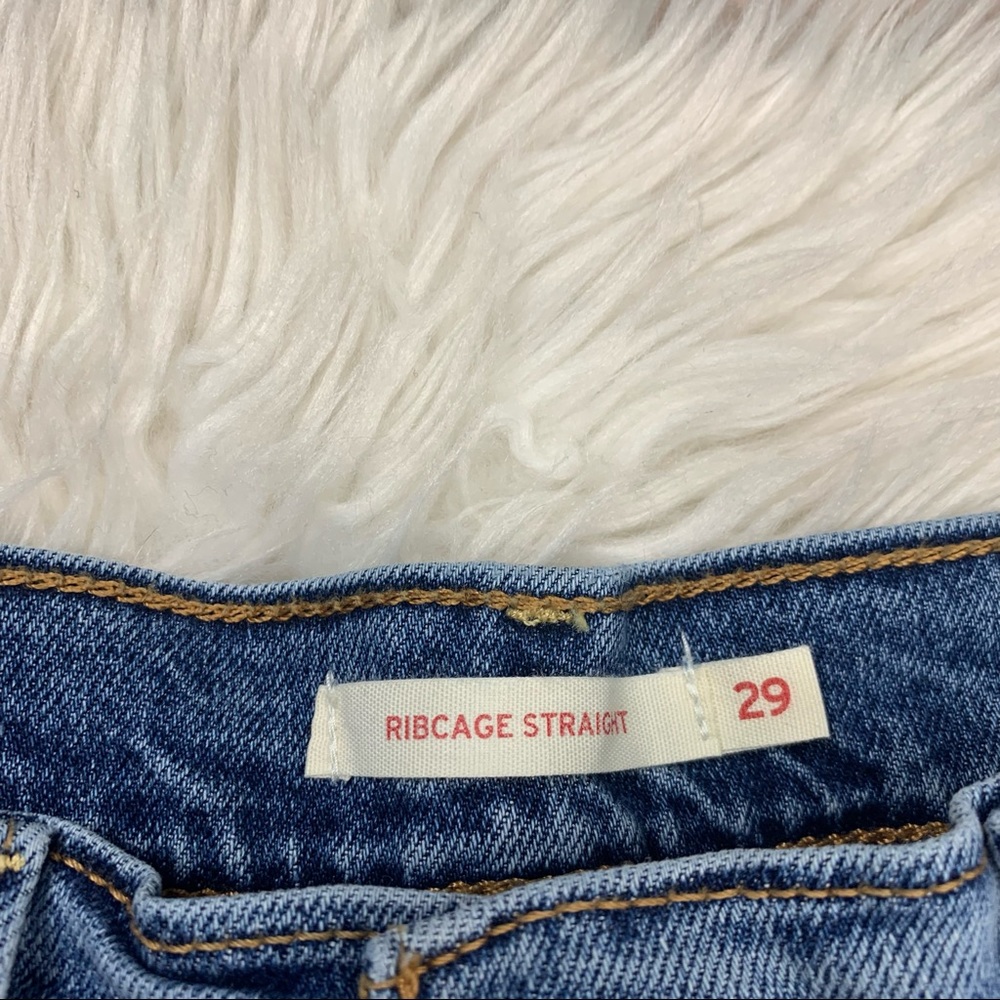 Levi's Ribcage Straight Ankle Jeans Mind Your Own Finish Medium Indigo - Picture 7 of 10